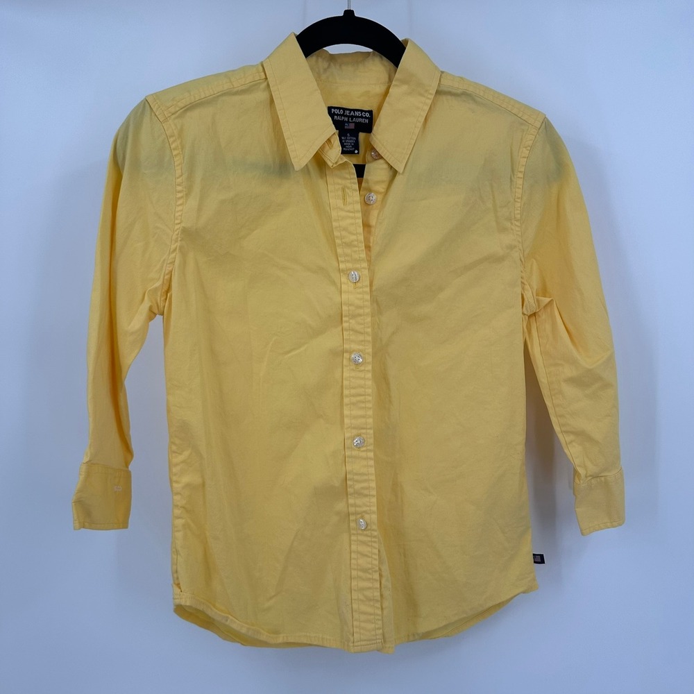 Polo Jeans Co Ralph Lauren Womens Preppy Old Money Top Size S Minimalist Yellow